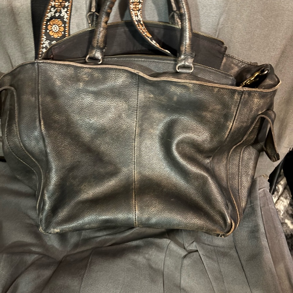 Free People Charcoal Leather Tote